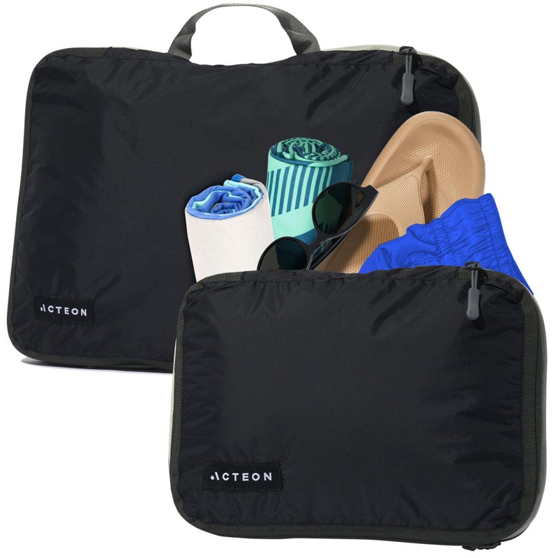 Acteon Compression Packing Cubes - 2 Pack Clean Dirty Separate Zipper - Luggage & Suitcase Organizer Travel Cube, Large Small Laundry Compartment Organizers for Clothes, Shoes Makeup - Image 1